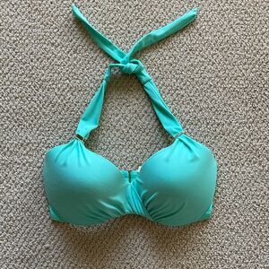 Victoria’s Secret Underwire Halter Bikini Swim Top Mint Green 32DD Adjustable